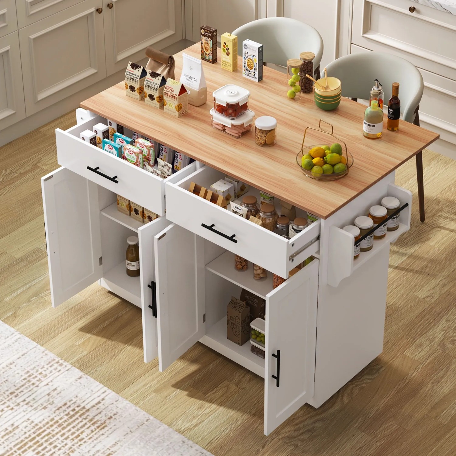 Merax Servierwagen mit Klapptisch Rollen Holzbeinen Küche & Esszimmer 120x46-70x91cm kaufen bei OBI