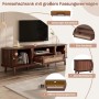 okwish TV Schrank mit Türen Schubladen Rattan Massivholz Stauraum 165x37x46cm Braun_8