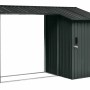 Floraworld Kaminholzregal mit Geräteraum aus Stahlblech, anthrazit. Holzunterstand und abschließbarer Geräteschuppen.
