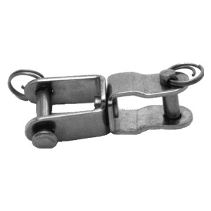 Seilflechter Wirbelschäkel flach, 12 mm, aus Edelstahl A2-AISI 304 mit zwei Gabeln.