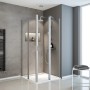 Schulte Eckeinstieg Sunny, 4-teilig, Alu-Natur, Klarglas, 180x80 cm. Dusche mit Eckeinstieg.