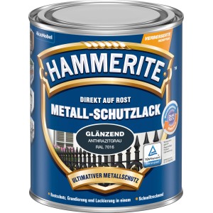 Dose Hammerite Metall-Schutzlack Anthrazitgrau, glänzend, 750ml. Rostschutz, Grundierung und Lack in einem.