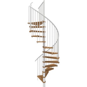 Minka Spindeltreppe Spiral Smart, Eiche/Weiß, Ø120cm, für Geschosshöhe bis 305,5cm.
