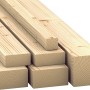 Konstruktionsvollholz Fichte/Tanne, 100x100x6000 mm, gehobelt und gefast für den Holzbau.