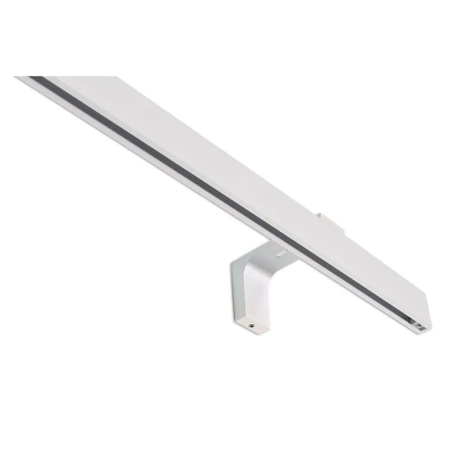 Weiße 1-läufige Gardinenschiene Loft aus Aluminium mit Wandhalterung für Vorhänge.