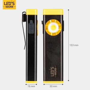 LED's Work Akku-Taschenlampe, dimmbar, 500lm, 5500K, IP54. Kompakte Arbeitsleuchte mit Magnet und USB-C.