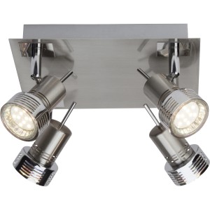 Brilliant LED-Spot Kassandra, 4-flammig, Eisen/Chrom, schwenkbare Spots für flexible Beleuchtung.