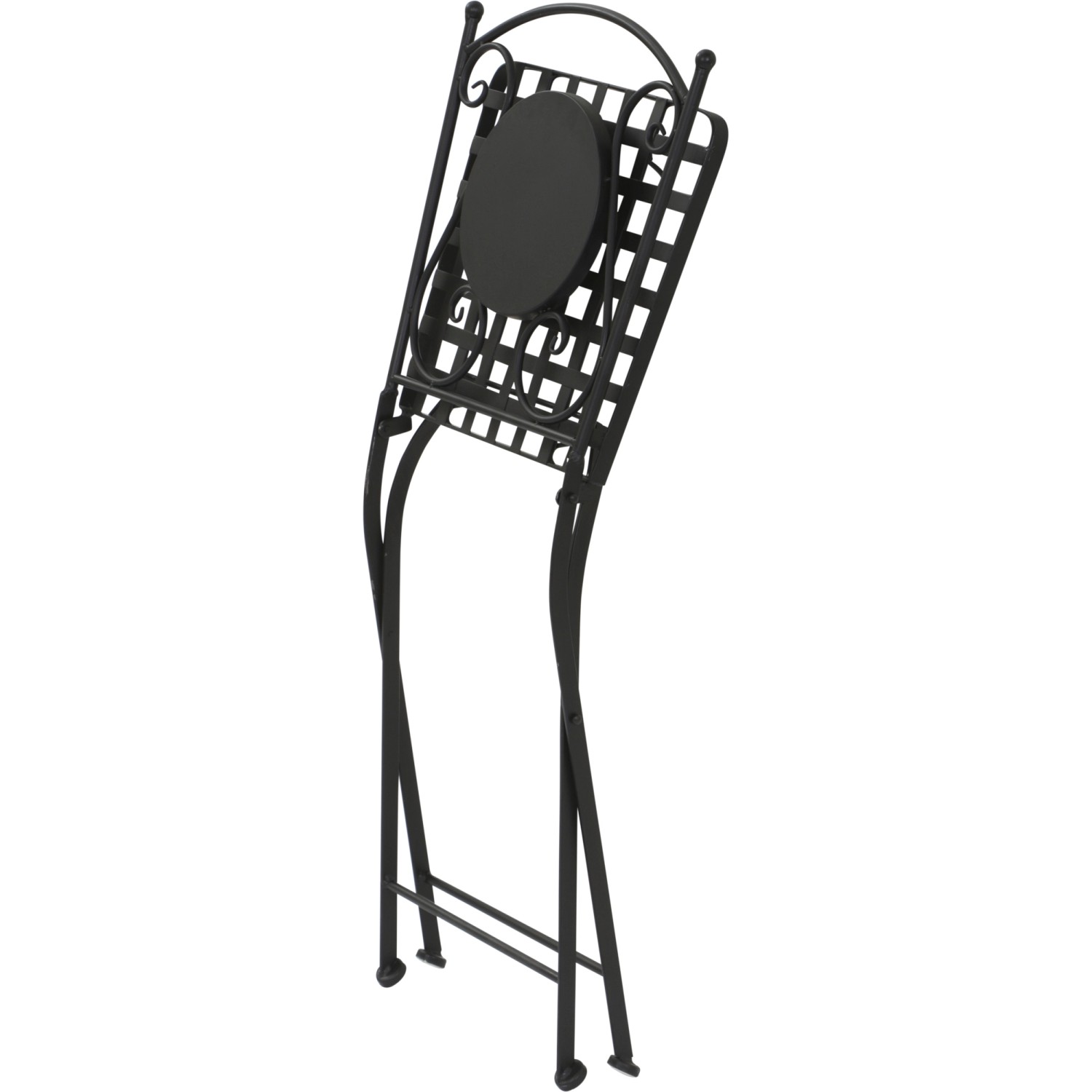 Schwarzer Siena Garden Klappsessel Prato aus Eisen mit Mosaik-Optik, zusammengeklappt.