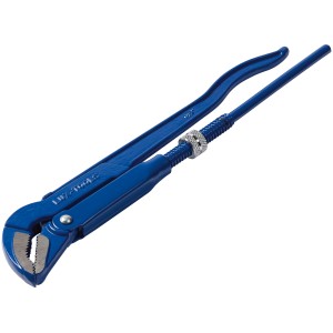 Blaue LUX Eckrohrzange 420 mm Classic aus Karbonstahl für Rohre bis 38,1 mm.