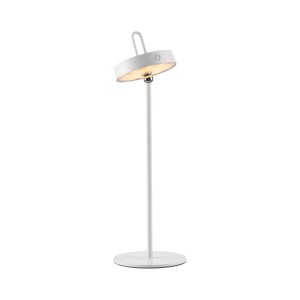 Weiße LED-Akku-Tischleuchte Amag, 47,2 cm hoch, für Innen- und Außenbereich.
