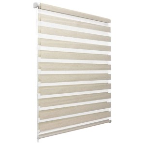 Sol Royal Doppelrollo SolDecor DL2 60x220cm Leinen, Fensterrollo mit abwechselnden transparenten und blickdichten Streifen.