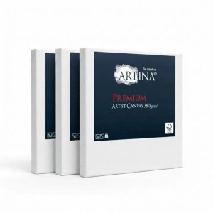 Artina Premium Keilrahmen 70x100cm, 3er-Set, Leinwand aus Baumwolle, weiß grundiert.