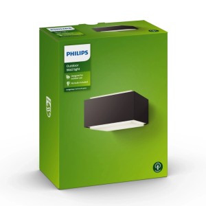 Verpackung der Philips MyGarden Hedgehog Außenwandleuchte in Anthrazit, 16x18,2cm.