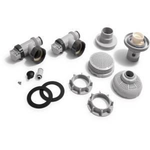 Intex Anschluss-Set für Pools, 7,3-9 m³/h, mit Absperrschiebern, Düse, Siebgitter und Dichtungen.