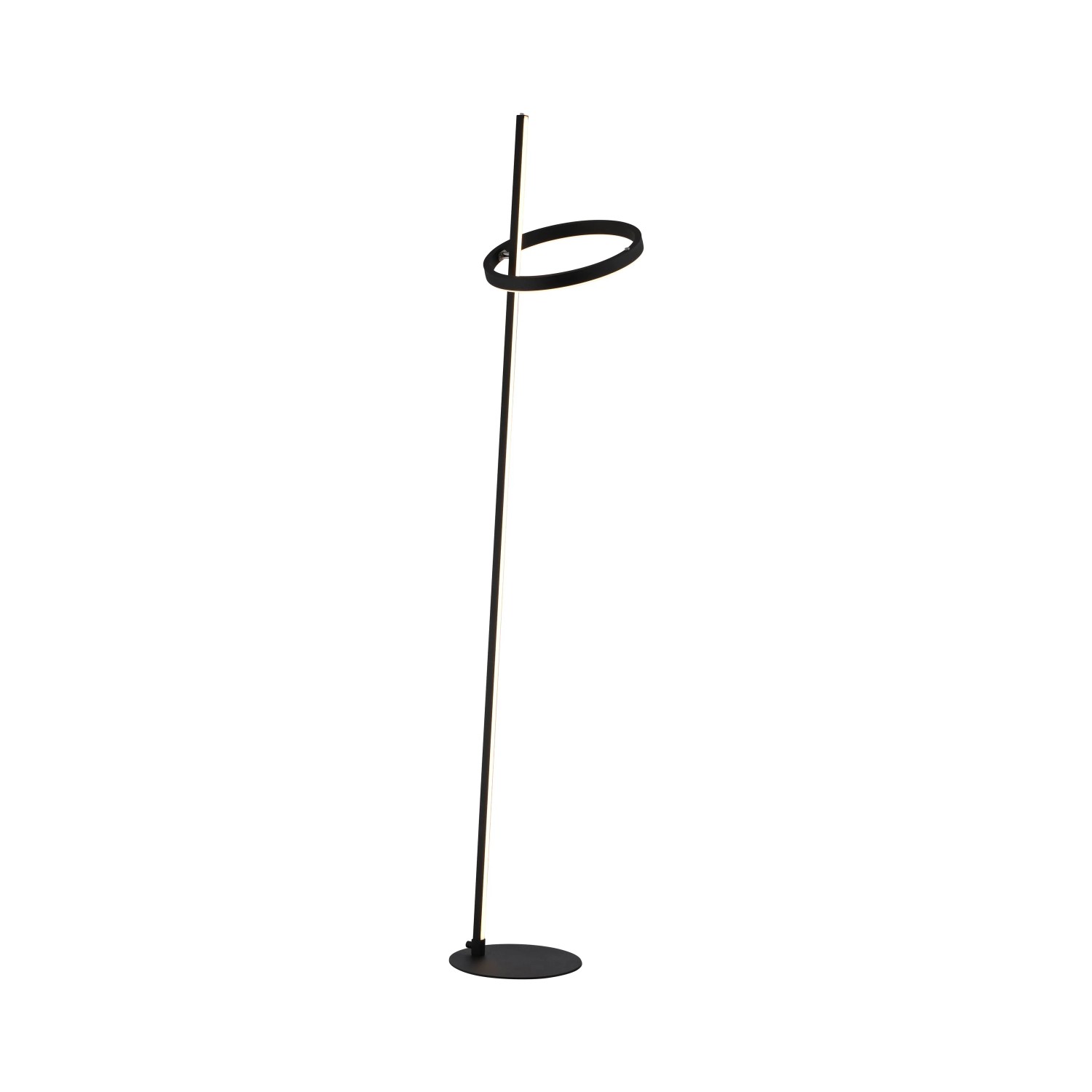 Schwarze Design-Stehlampe Ritus von Just Light mit Ring und Stab.