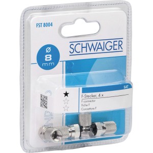 Schwaiger F-Stecker 8mm, 4er-Pack, für Antennenkabel Installation.