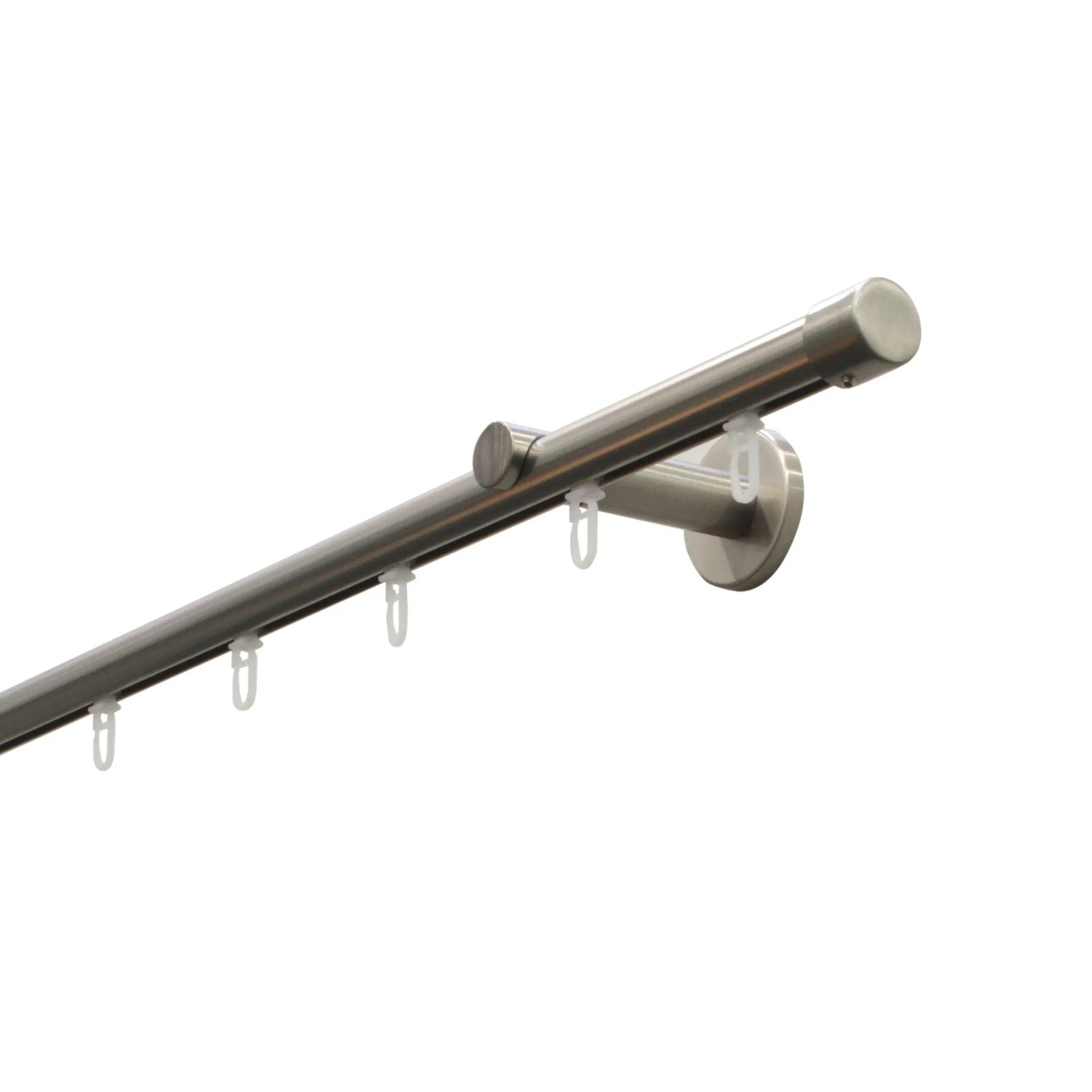 Gardinia Gardinenstangen-Set Isa, 1-läufig, Edelstahl-Optik, mit Innenlauf und X-Gleitern.