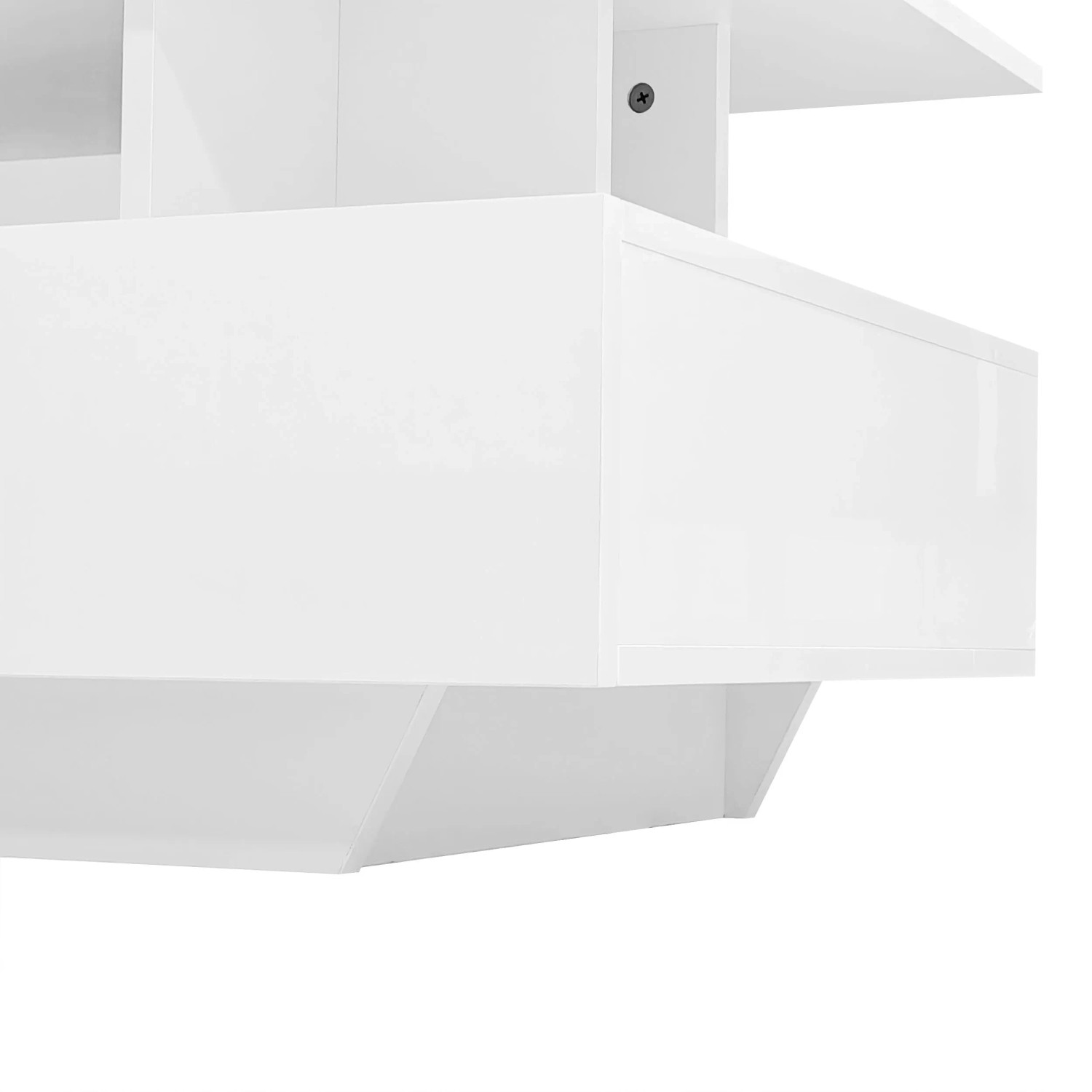 okwish Couchtisch mit LED 2 Schubladen Stauraum 90x55x41cm Hochglanz Weiß_10