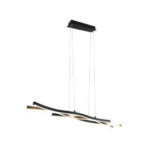 Moderne Trio LED-Pendelleuchte Blaze, 1-flammig, in Schwarz und Messing matt, 107,5 cm breit.
