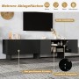 okwish TV-Bank Mit Struktur 4 Türen Wohnzimmer 180x40x55cm Schwarz_7