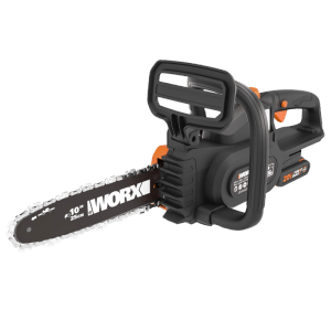 Worx Akku-Kettensäge WG322E.3, schwarz-orange, mit 25 cm Schwert und 20V Akku. Ideal für Gartenarbeiten.