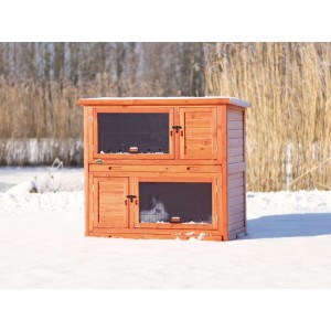 Trixie Kleintierstall Natura mit Wärmedämmung, braun, 116x113x65 cm, zweistöckig.