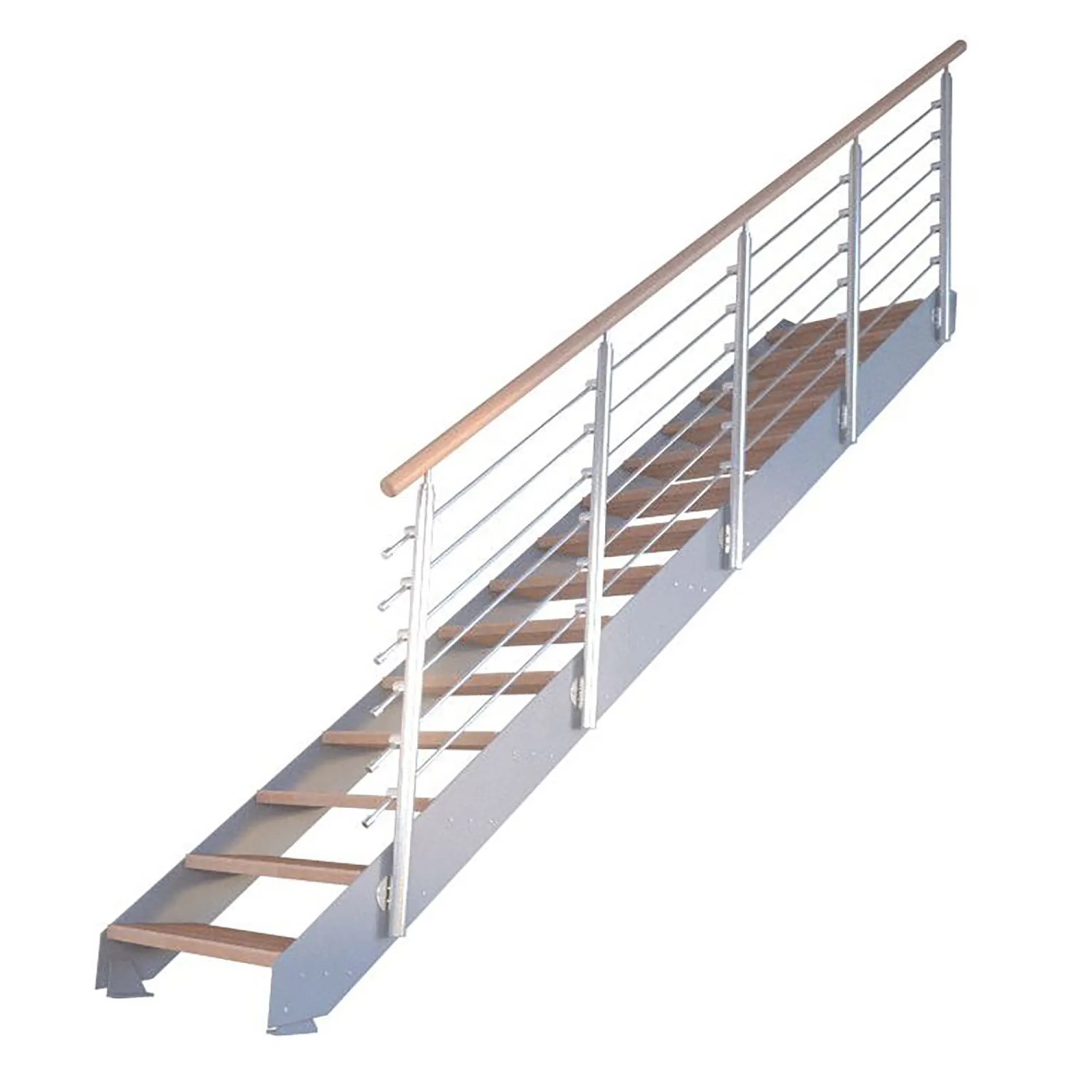 Treppe Kos 15 Stufen Eiche Geölt 107 cm Design-Geländer Grau FSC®_2