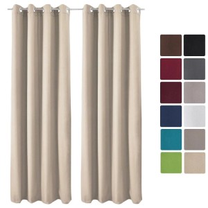 2er Set Beautissu Amelie Thermo Vorhänge 140x245cm Creme mit Ösen