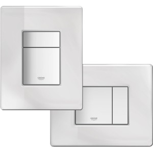 Grohe Skate Cosmopolitan WC-Drückerplatte aus Spiegelglas für 2-Mengen- und Start/Stopp-Betätigung.