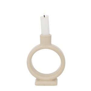 Beige-weißer Boltze Home Kerzenleuchter Valongo im 2er Set mit runder Form.