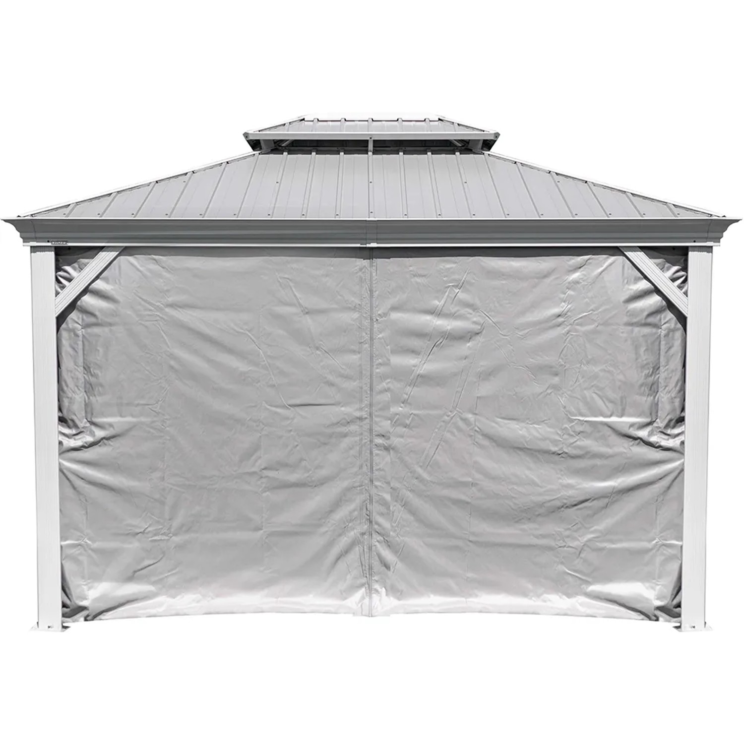 Sojag Pavillon Messina 12x16 Champagner mit Moskitonetzen und Stahldach.