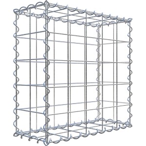 Leere Gabiona Gabione, 50x50x20cm, Maschenweite 10x10cm, Drahtkorb für Steine.