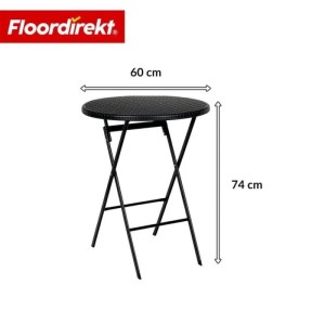 Floordirekt Gartentisch Toyama Klapptisch Rattan-Optik Wetterfest Schwarz Rund Ø 60 cm