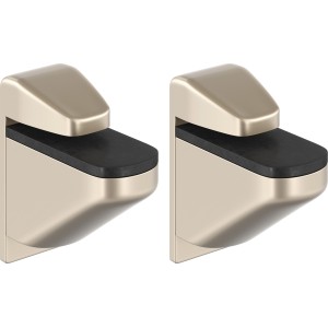 Zwei Clip Regalbodenträger Maxi, Nickel gebürstet, für Regale mit 4-24 mm Stärke.