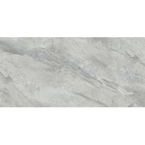 Graue Bodenfliese aus Feinsteinzeug, 60x30 cm, mit polierter Oberfläche und Steinoptik.