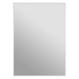 Rechteckiger DSK Design-Wandspiegel Merano, 70x50 cm, mit schmalem, weißen Aluminiumrahmen.