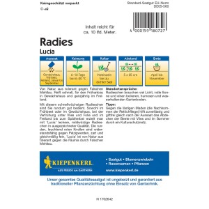 Kiepenkerl Radieschen Lucia F1-Hybride Samenpackung, rote Knollen.