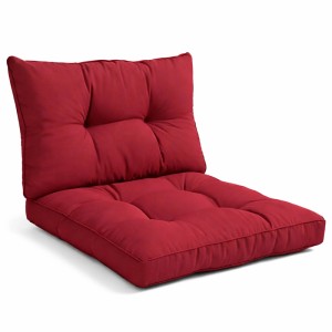 Rotes Beautissu Lounge Kissen Set XLuna. Gepolstertes Sitz- und Rückenkissen für Gartenmöbel.