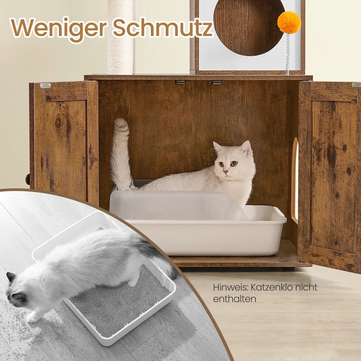 Feandrea Kratzbaum mit Katzenklo-Schrank 180 cm Braun kaufen bei OBI
