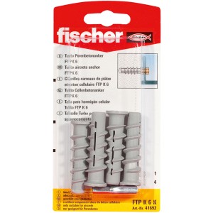 Fischer Turbo Porenbetondübel FTP K 6 K (4 Stk.) für sicheren Halt in Porenbeton.