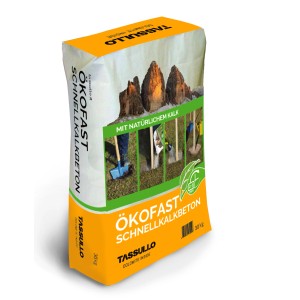 Sack Tassullo Schnellkalkbeton Ökofast 30kg für schnelle Fixierung, staubarm.