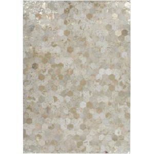 Teppich Masque 410 in Elfenbein-Gold (120x170 cm) mit metallischen Akzenten und sechseckigem Muster.
