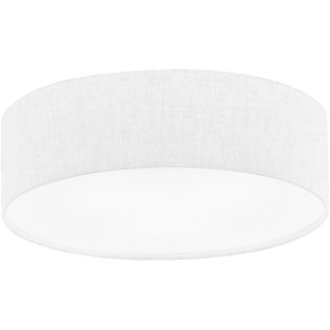 Weiße, runde Fischer & Honsel Deckenleuchte Maat mit 3 Leuchten und Stoffschirm.