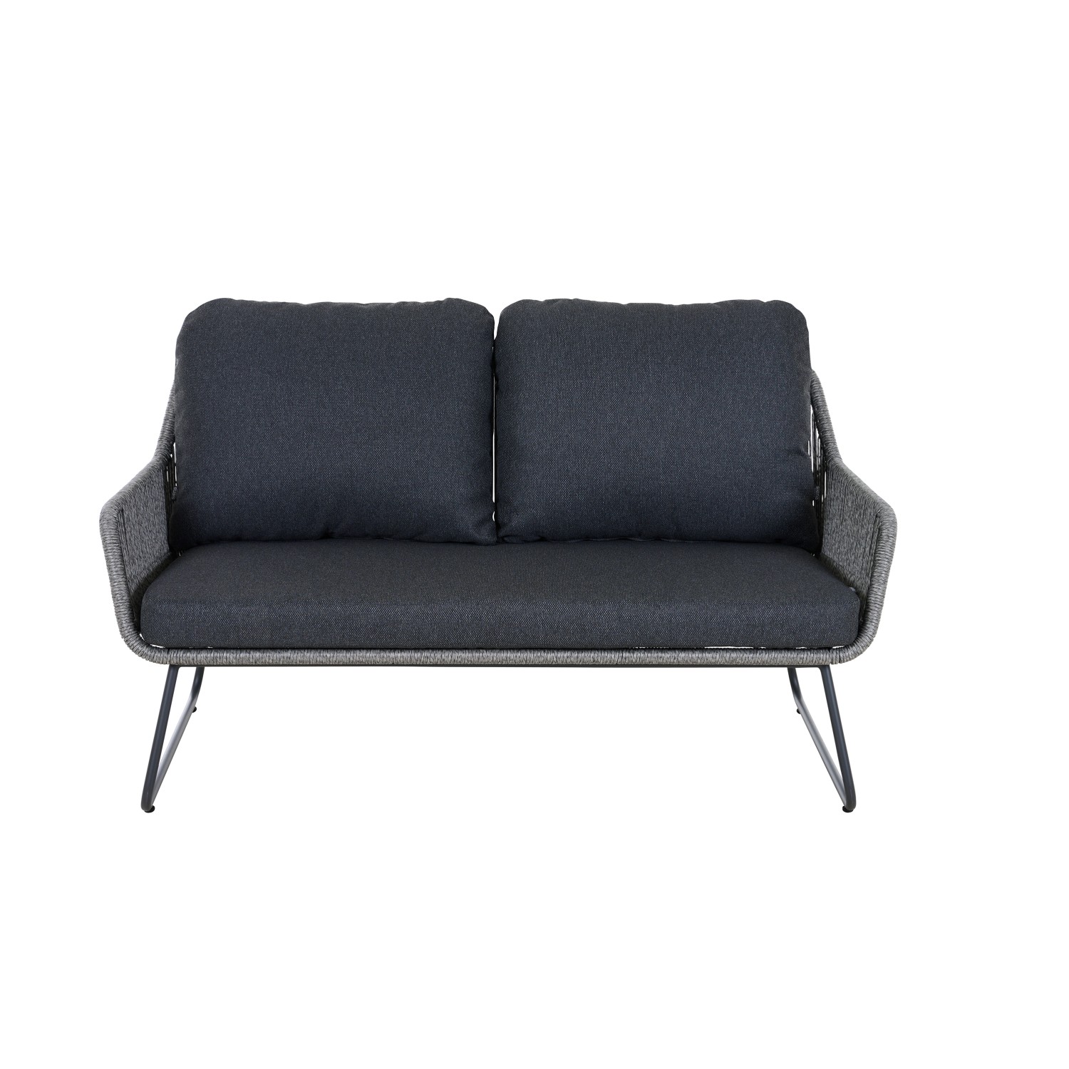 Graues Siena Garden 2-er Loungesofa Kansas mit Kissen, ideal für Garten & Terrasse.