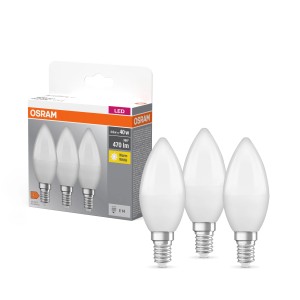 Osram LED E14 Kerzen 4,9W, 3er Set. Warmweißes Licht für Wohnräume.