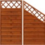 Sichtschutzzaun-Elemente Country, Teakfarben lasiert, verschiedene Ausführungen.