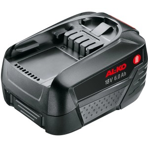 Al-Ko Akku B125 Li 18V/6Ah, kompatibel mit Bosch Home and Garden. Leistungsstarker Li-Ionen Akku in Schwarz.