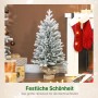 Kleiner HOMCOM Weihnachtsbaum, künstlich, verschneit, 90 cm hoch, mit Leinenfuß, festliche Innendekoration.
