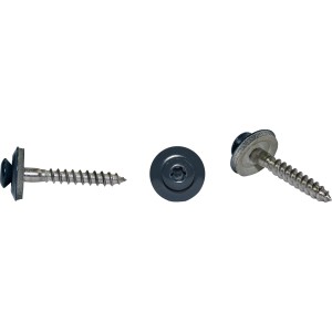 Anthrazitfarbene Spenglerschrauben 4,5x35 mm mit Dichtscheibe, 25 Stück.