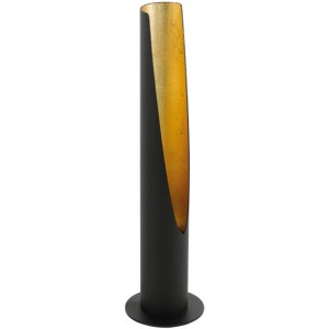 Moderne Eglo Tischleuchte Barbotto in Schwarz-Gold. Design-Tischlampe aus Stahl, 41 cm hoch.